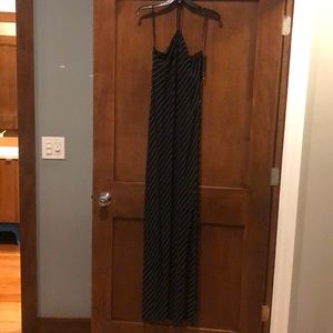 NWT David Meister black | white stripe maxi dress